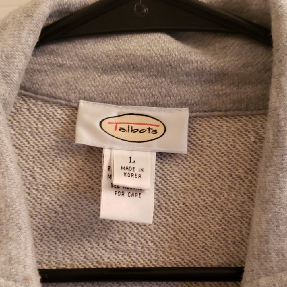 Talbots Sweater Jacket Gray Large - image 2